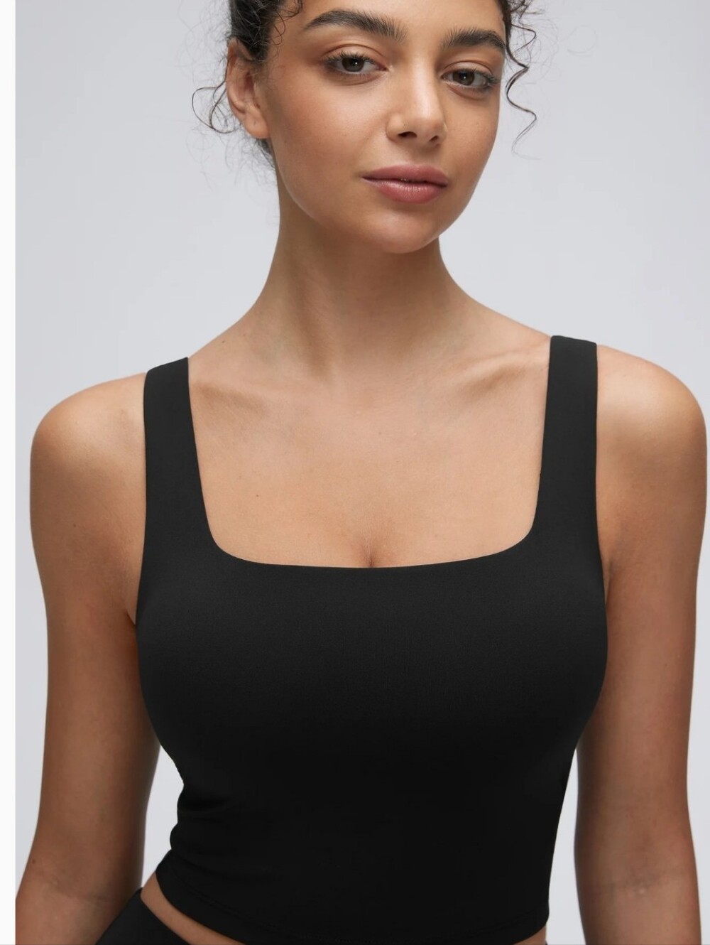 CRZ Yoga Butterluxe Square Neck Built in Bra Tank Black